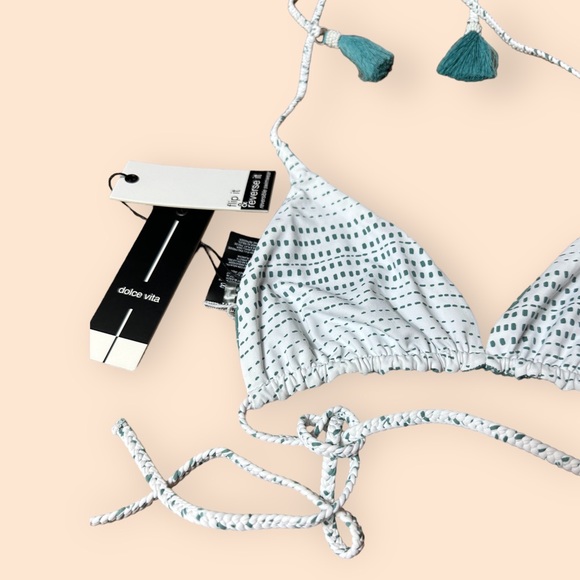 NWT Women’s Dolce Vita Reversible String Bikini Top Size Small W/Tassel Detail - Picture 6 of 10